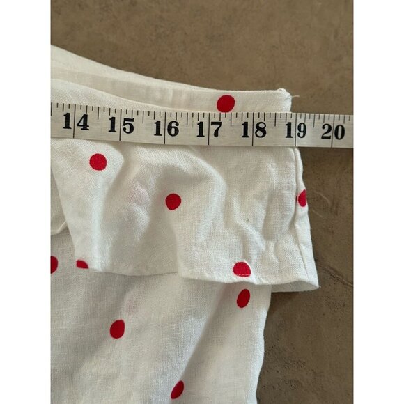 Mi Ami Francesca’s Piper Cold Shoulder Red White Polka Dot Ruffle Top Sz S Linen - Picture 7 of 12